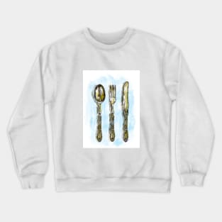 Antique silverware print Crewneck Sweatshirt